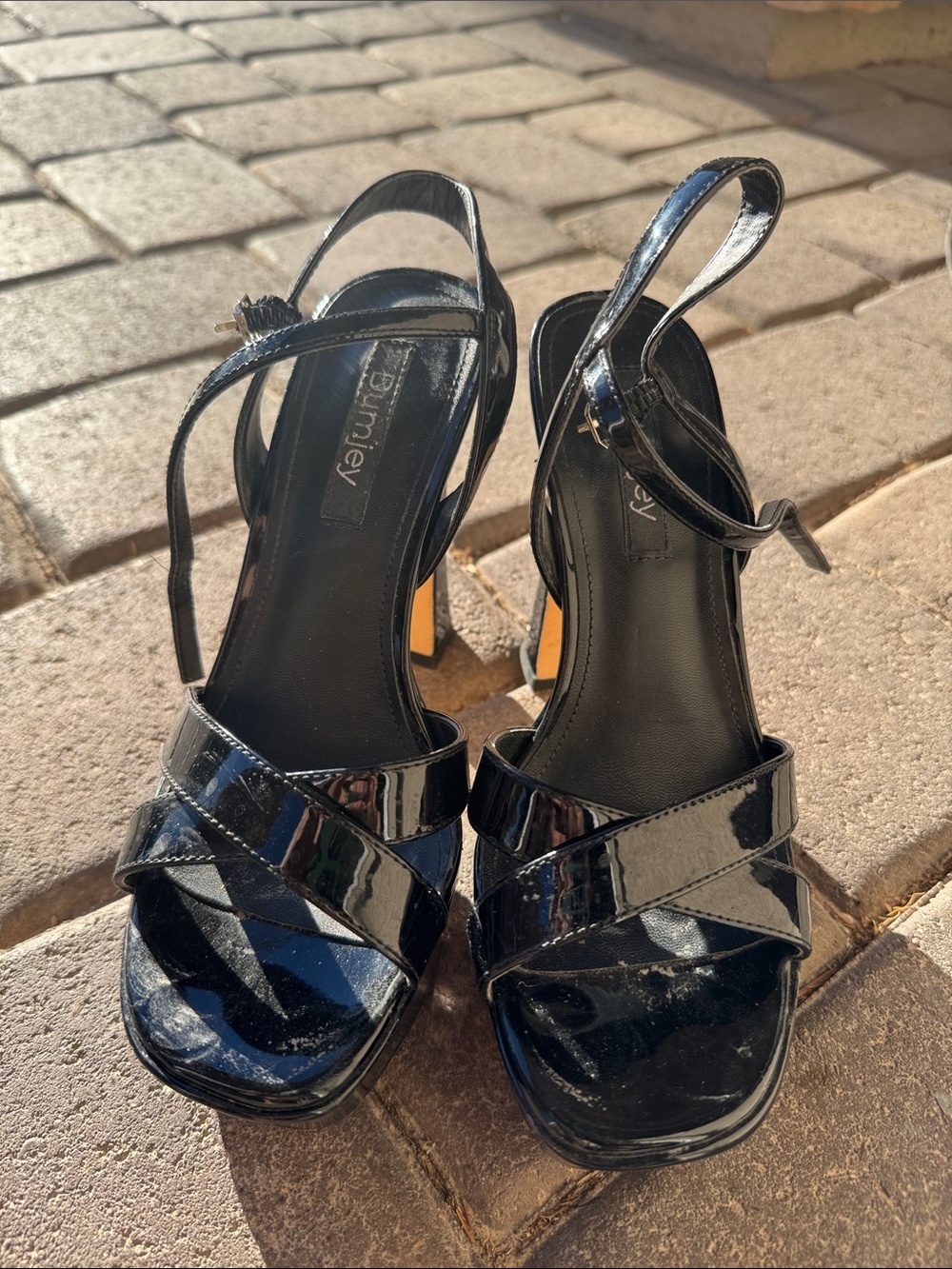 Black Patent Slingback Heels by